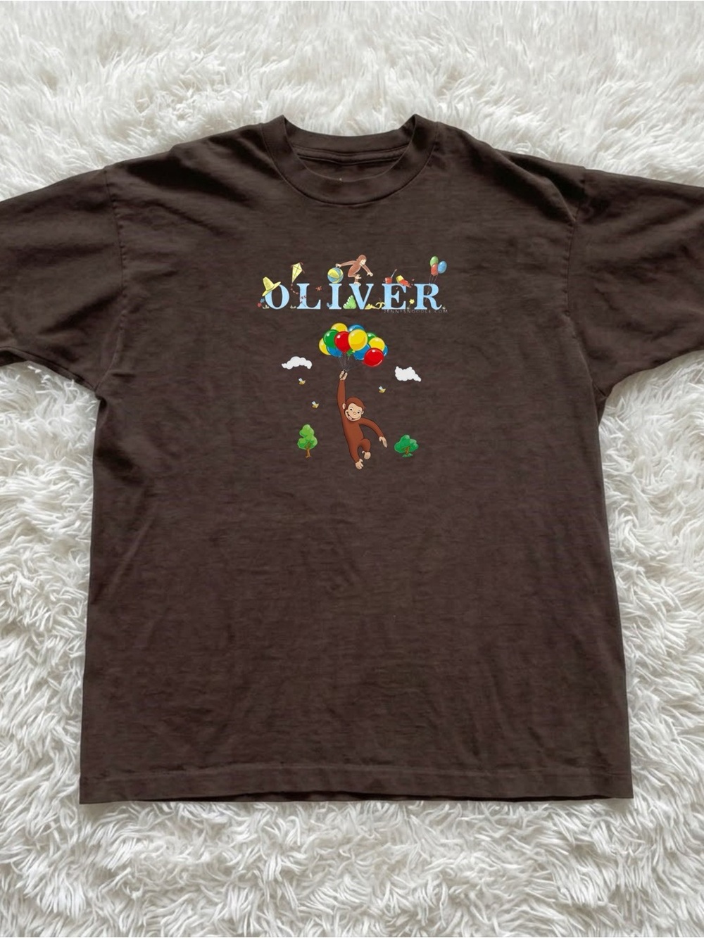 Gildan Brown Oliver Monkey Balloon Graphic Tee